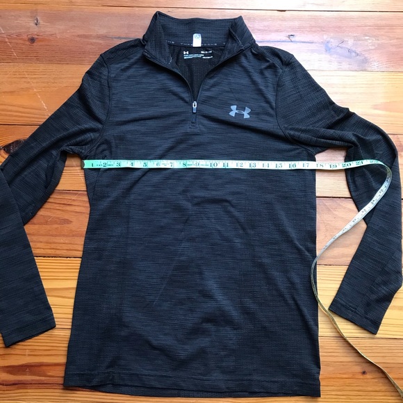 Under Armour Heather Grey Black Long Sleeve Half Zip Top, EUC, S - Picture 7 of 13